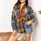 Double Take Full Size Plaid Curved Hem Shirt Jacket with Breast Pockets