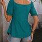 Ruched V-Neck Flounce Sleeve Blouse