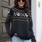 Full Size Ghost Pattern Round Neck Long Sleeve Sweater