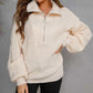 Collared Neck Zip-Up Knit Top
