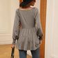 V-Neck Lantern Sleeve Blouse
