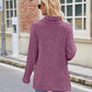 Laken Jay Ribbed Turtleneck Long Sleeve Slit Knit Top