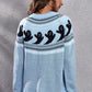 Full Size Ghost Pattern Round Neck Long Sleeve Sweater