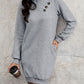 Women's Cloudy Blue Dana Textured Decorative Button Mini Dress
