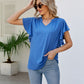 Women's JAYLEEN Full Size Notched Neck Flutter Sleeve Tee