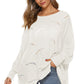 Full Size Round Neck Long Sleeve Openwork Sweater