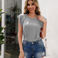 Ruffled Round Neck Cap Sleeve T-Shirt