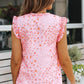 Malibu Dreams SEASIDE Full Size Floral Tie Neck Ruffled Sleeveless Top