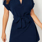Tied Notched Short Sleeve Dress