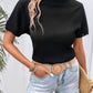 Ribbed Round Neck Short Sleeve T-Shirt