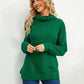Slit Turtleneck Dropped Shoulder Sweater