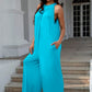 Double Take Full Size Tie Back Cutout Sleeveless Jumpsuit