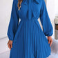 Women's Obsessed Tie Neck Balloon Sleeve Pleated Dress