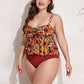 Plus Size Two-Tone Drawstring Sleeveless Tankini Set