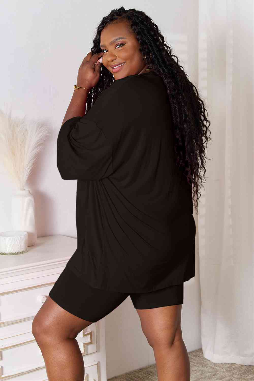 Basic Bae Full Size Soft Rayon Three-Quarter Sleeve Top and Shorts Set *