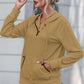PromiseTops Half Button Drawstring Long Sleeve Hoodie