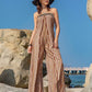 Tied Printed Tube Wide Leg Jumpsuit