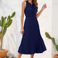 Swiss Dot Tie Neck Sleeveless Dress
