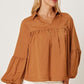 Laura Jay Balloon Sleeve Collared Neck Blouse