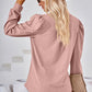 Ruched Notched Long Sleeve T-Shirt