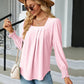 Full Size Square Neck Puff Sleeve Blouse