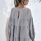 Round Neck Dropped Shoulder Tiered Blouse