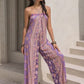 Tied Printed Tube Wide Leg Jumpsuit