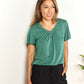 Full Size Double Take Ruched V-Neck Short Sleeve T-Shirt