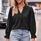 Full Size Swiss Dot Notched Neck Flounce Sleeve Blouse