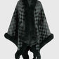 Savannah Jay One Size Checkered Faux Fur Trim Poncho