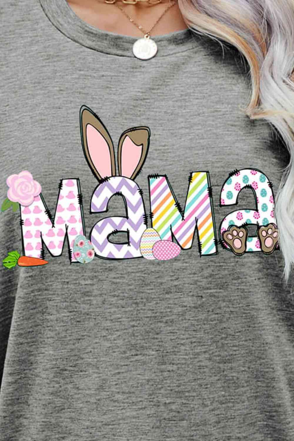 Seasonal Easter MAMA Graphic Round Neck T-Shirt