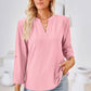 Full Size V-Neck Roll-Tap Sleeve Blouse