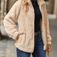 Full Size Fuzzy Pocketed Zip Up Jacket