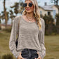 Full Size Round Neck Long Sleeve Buttoned T-Shirt
