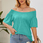 Smocked Round Neck Flutter Sleeve T-Shirt