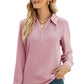 Full Size Swiss Dot Johnny Collar Blouse