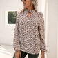 Floral Print Long Sleeve Mock Neck Blouse