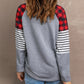 Women's Full Size BELIEVE WOMEN Plaid Striped Raglan Sleeve Top