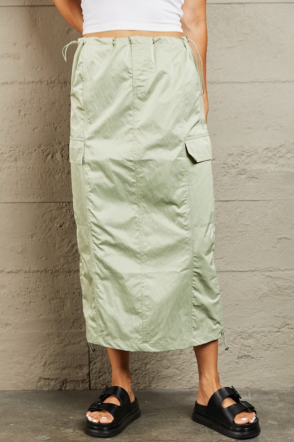 HYFVE Just In Time High Waisted Cargo Midi Skirt *