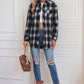 Plaid Button Up Dropped Shoulder Outerwear