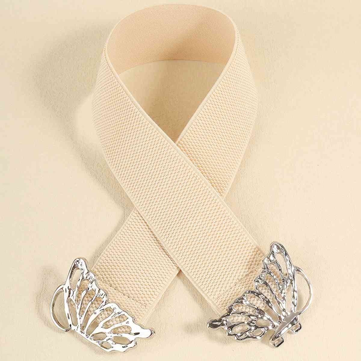 Chic Woman Butterfly Alloy Buckle Elastic Belt