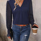 V-Neck Long Mesh Sleeve Top