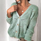 Openwork Button Up Long Sleeve Cardigan
