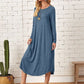 Pocketed Round Neck Long Sleeve Tee Dress