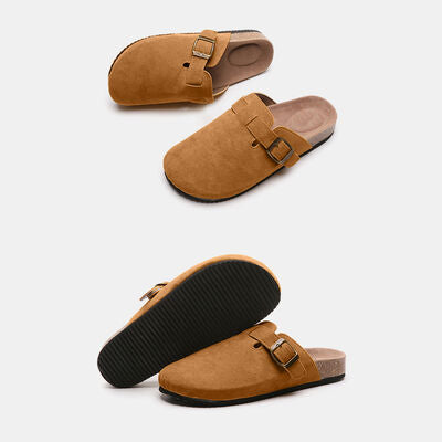 Suede Shoe Closed Toe Buckle Slides