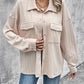 Pocketed Button Up Dropped Shoulder Jacket