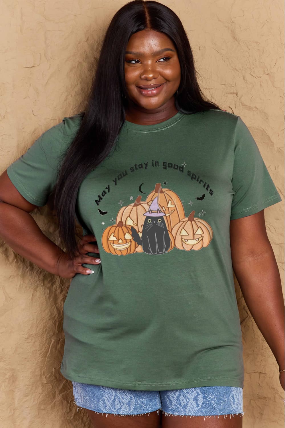 Simply Love Full Size Halloween MAY YOU STAY IN GOOD SPIRITS Graphic Cotton T-Shirt