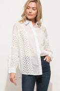 And The Why Eyelet Long Sleeve Button Down Shirt *