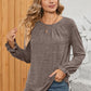 Ruched Round Neck Flounce Sleeve T-Shirt