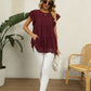 Full Size Swiss Dot Round Neck Tiered Blouse